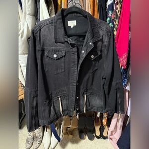 1.4.3. Story by Line Up Black Jean Fringe Jacket